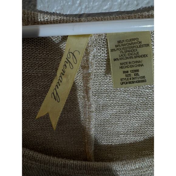 Cream Knit Scoop-Neck Tunic Top  XXL - Picture 4 of 5